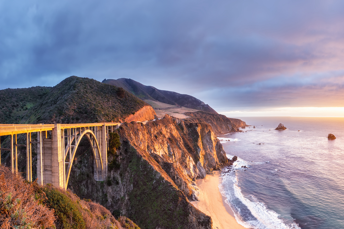 Bixby Creek Bridge on Highway 1 in California.