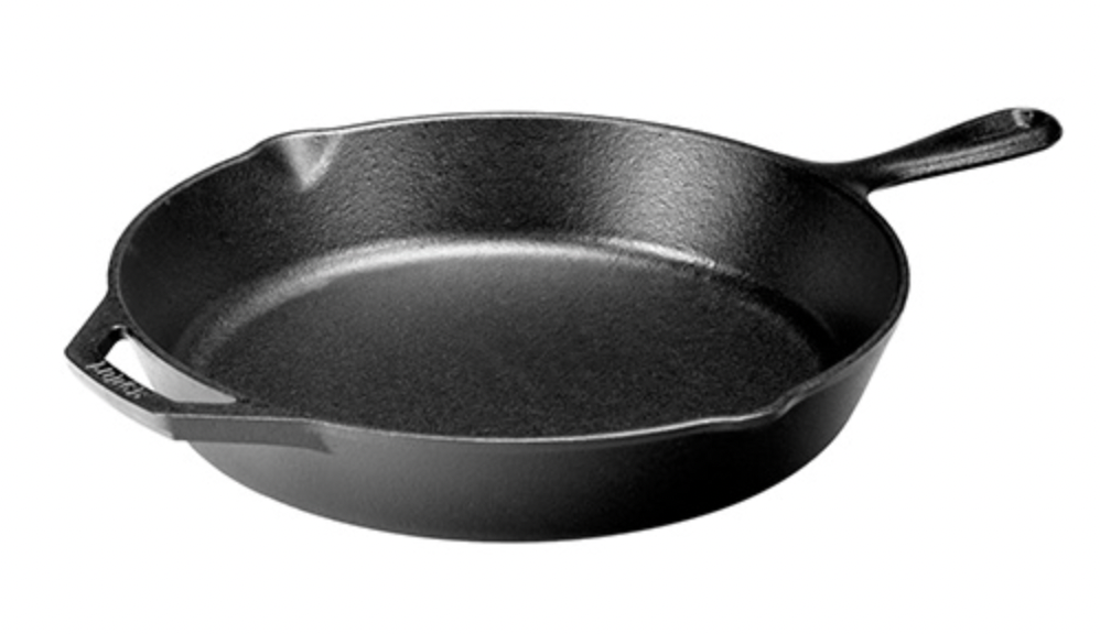 Lodge cast iron skillet on white background