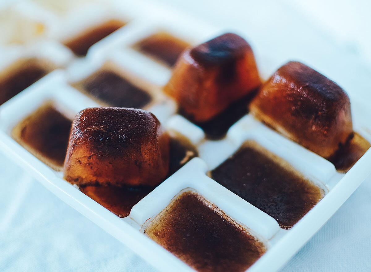 Coffee ice cubes ready for iced coffee