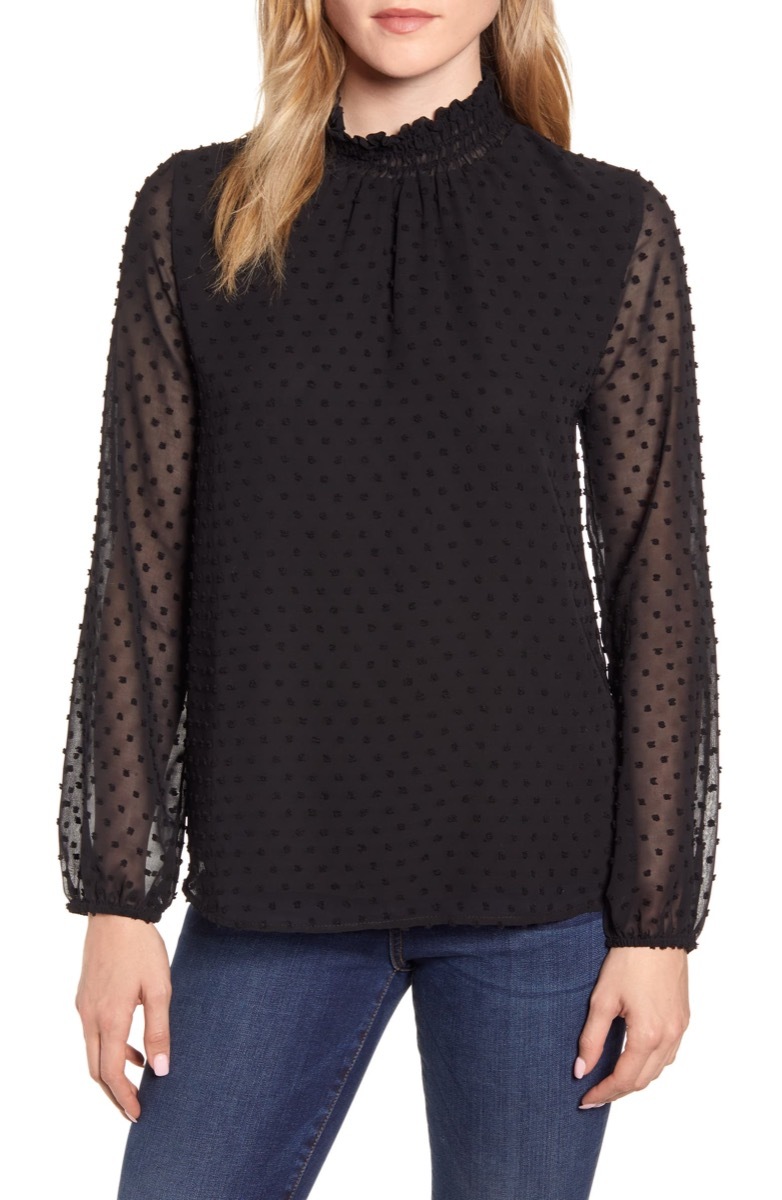 black swiss dot top, Nordstrom anniversary sale