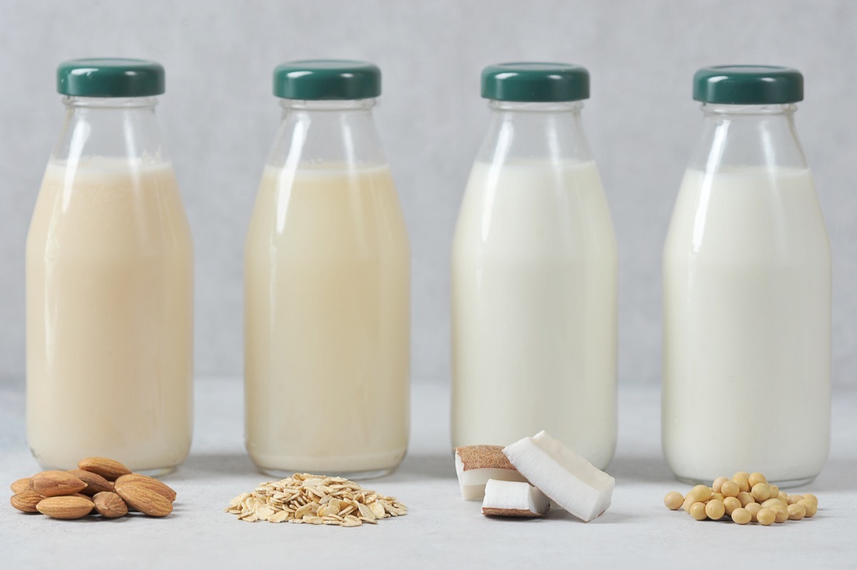 variety of milks, oat milk, coconut milk