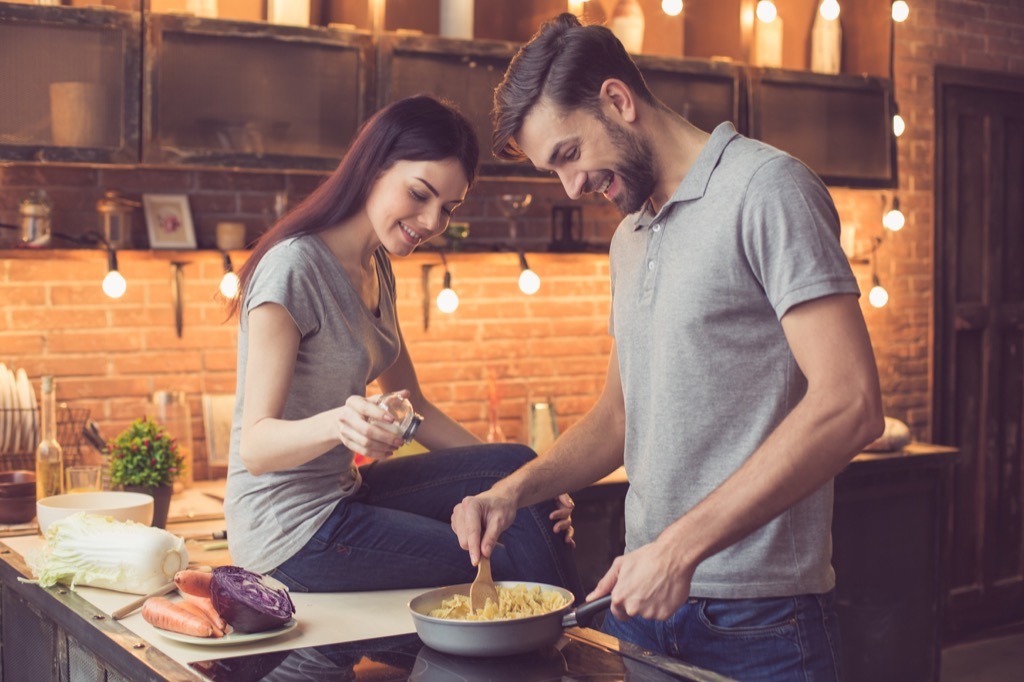 couple cooking together, date night ideas