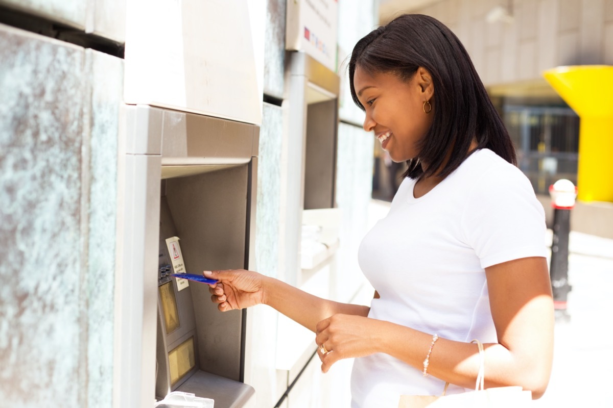 woman at the cash machine