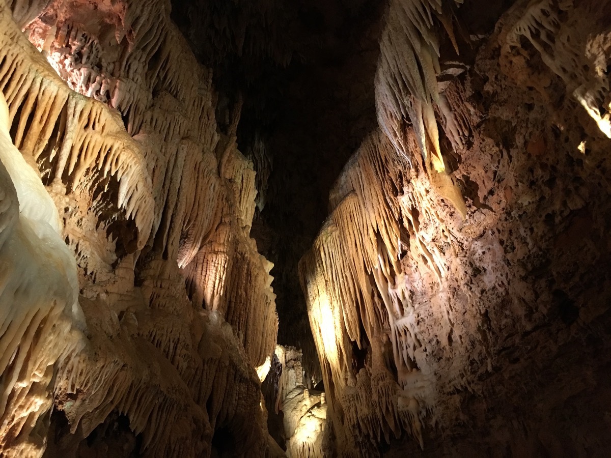 view of the bridal cave from below at night, state fact about missouri