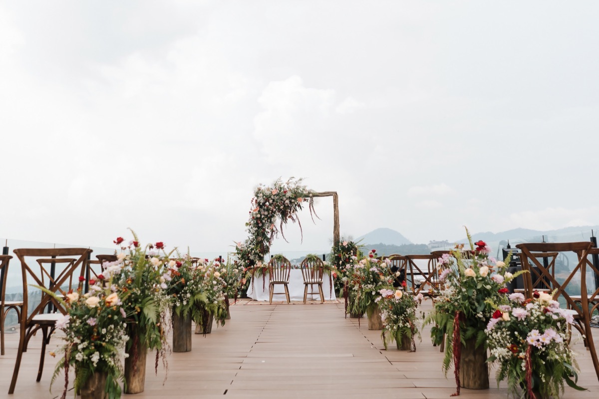 setup for wedding ceremony outside