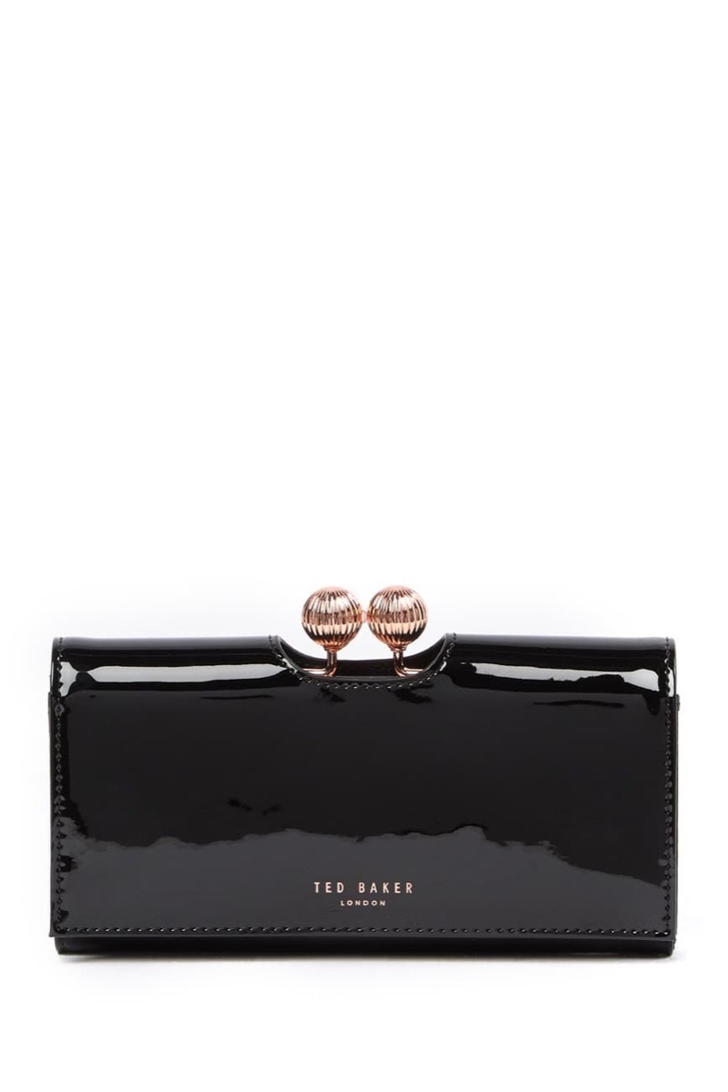 black patent leather clutch wallet