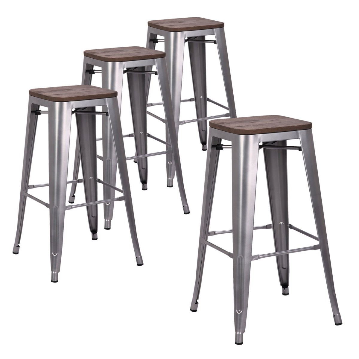 four metal bar stools, rustic farmhouse decor