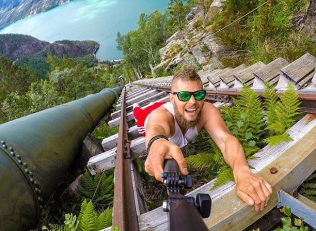 Stairs dangerous selfie