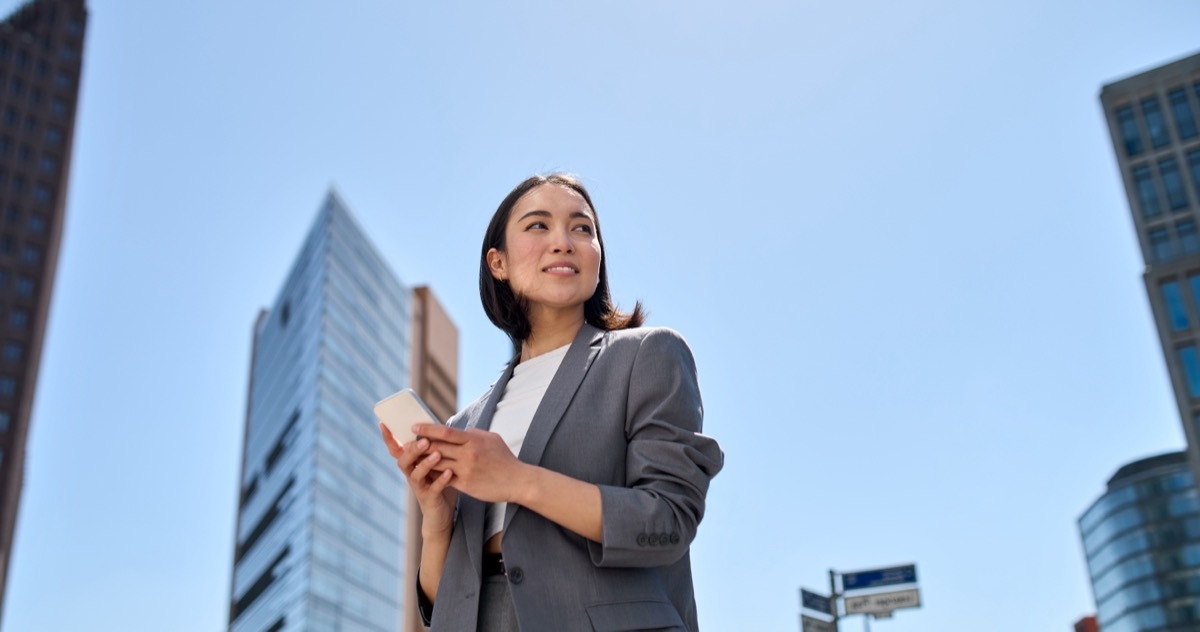 confident woman in city