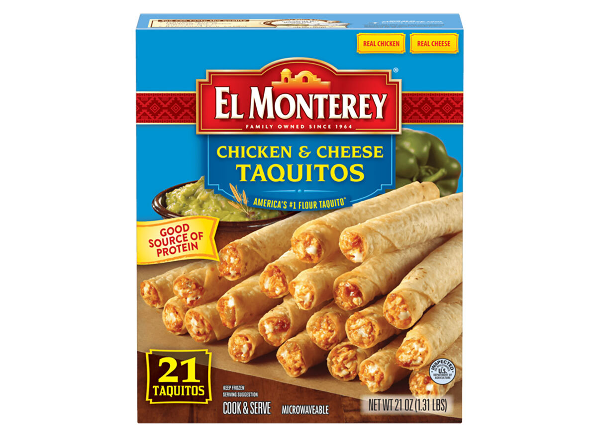 box of el monterey frozen taquitos