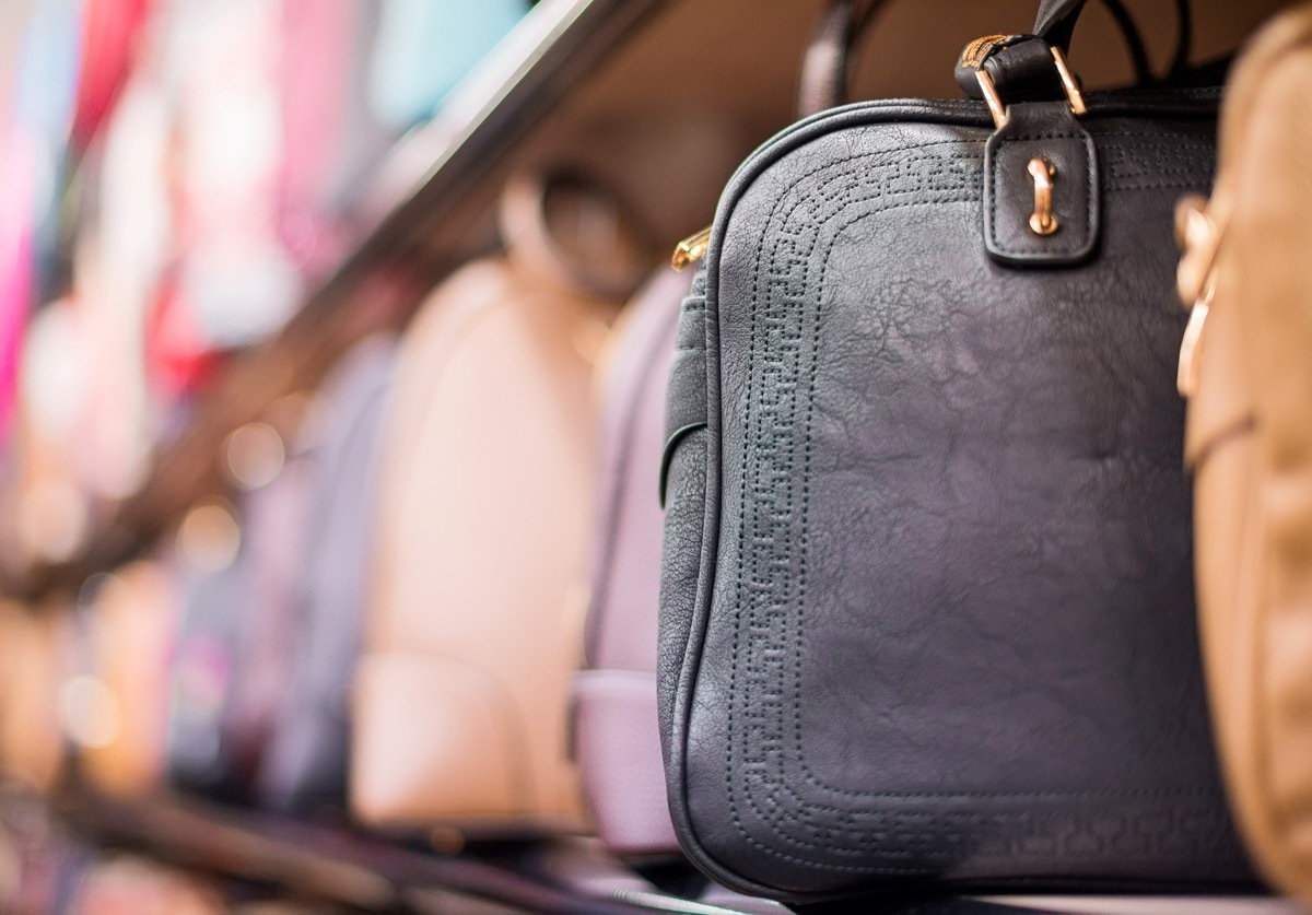 leather purse on rack