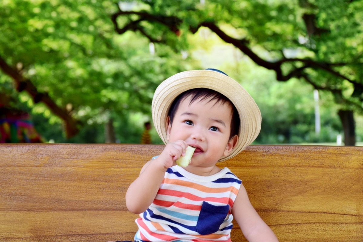 asian baby boy in hat