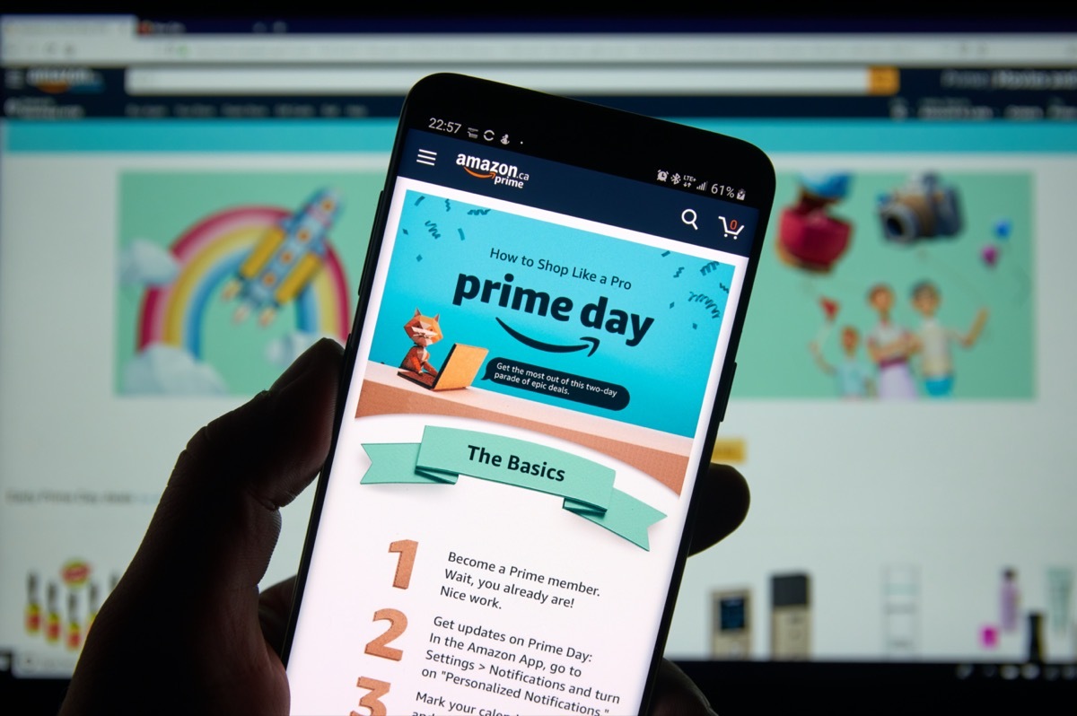 smart phone with amazon prime day open