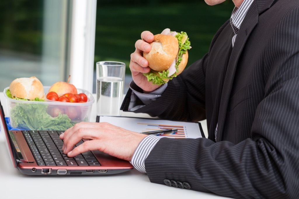 lunch at computer