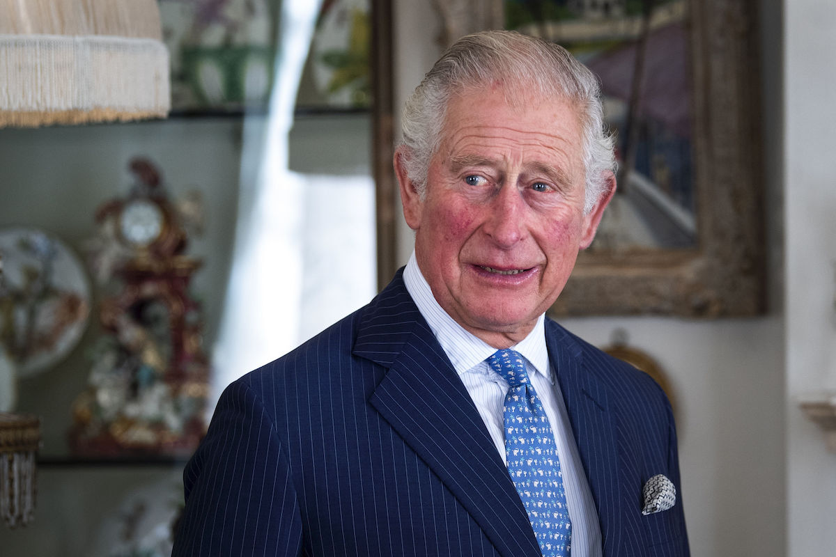 Prince Charles, Prince of Wales seen during his meeting with Iraqi Prime Minister Mustafa Al-Kadhimi at Clarence House on October 22, 2020 in London, England