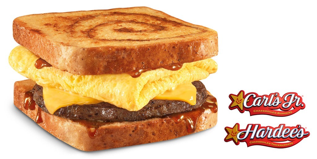 hardees cinnamon swirl french toast breakfast sandwich