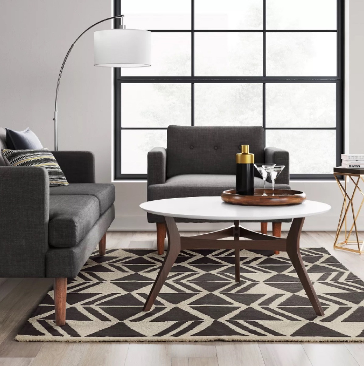 black and white geometric rug