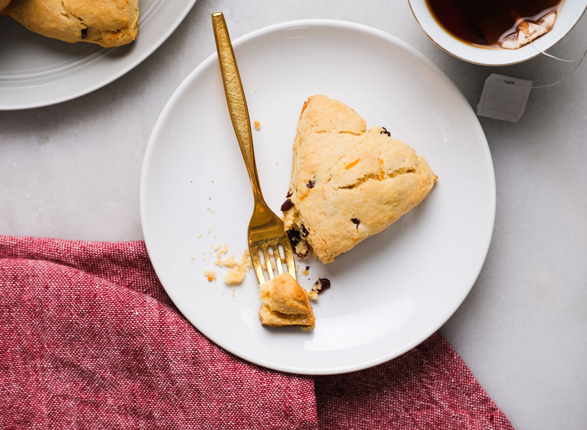 cranberry orange scone on a plate