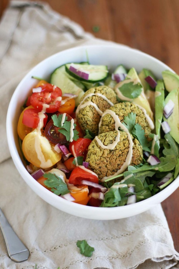 High Protein Vegetarian Meals Baked Falafel Bowls