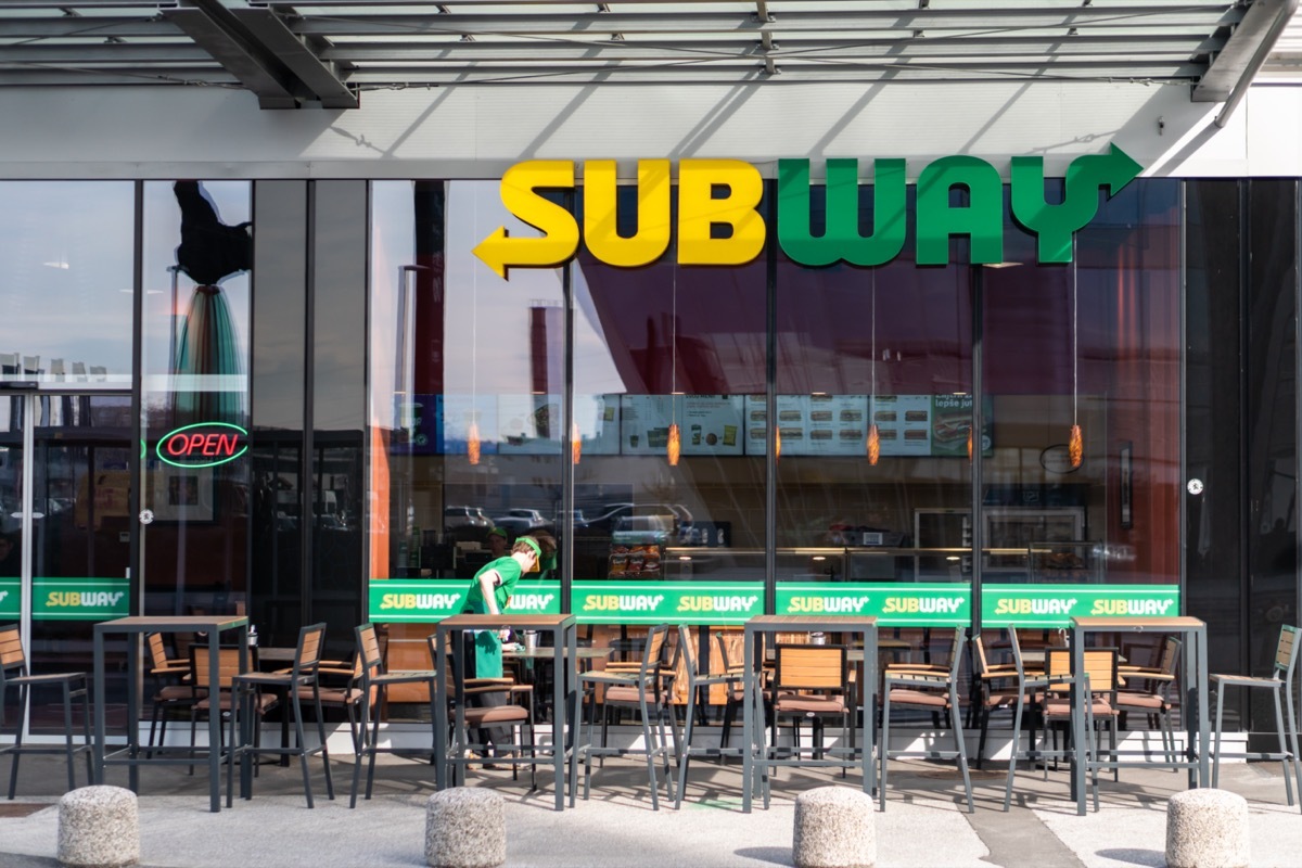 the exterior of a Subway restaurant