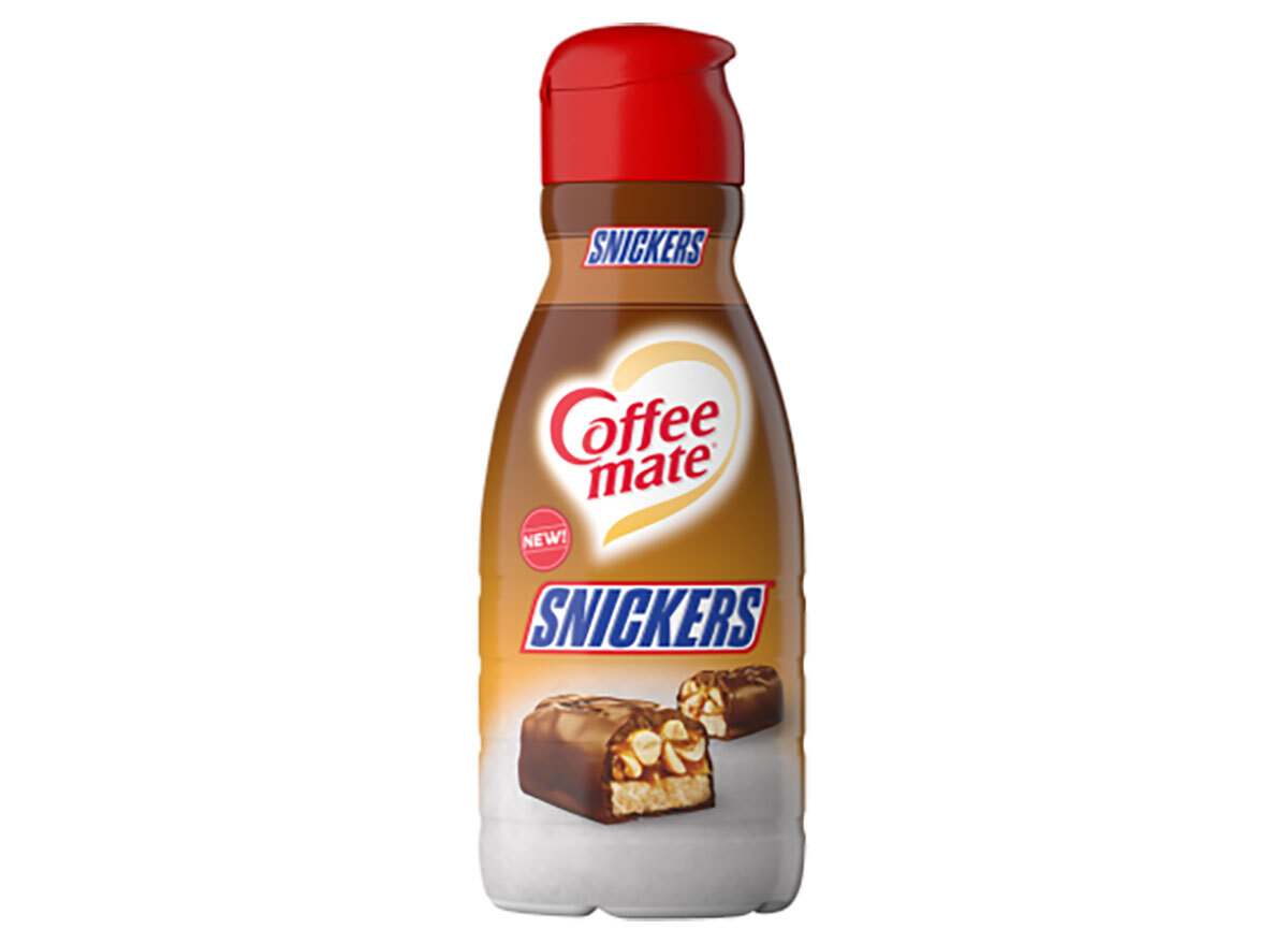 coffeemate snickers creamer bottle on white background