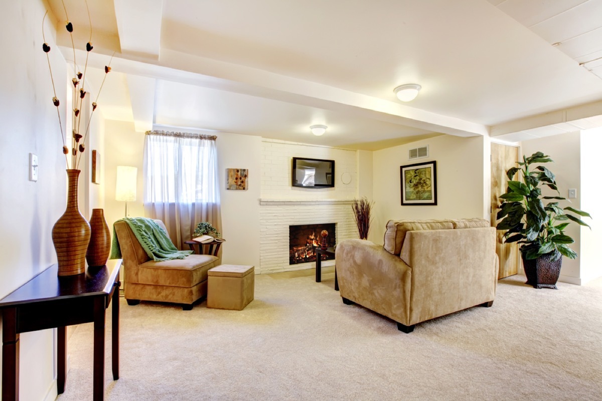 finished basement with curtains interior design tips