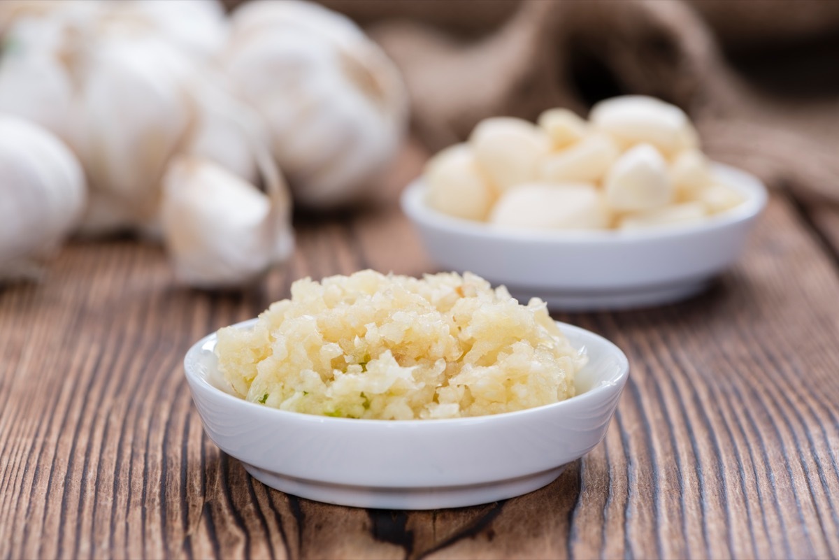 Crushed Garlic on Counter