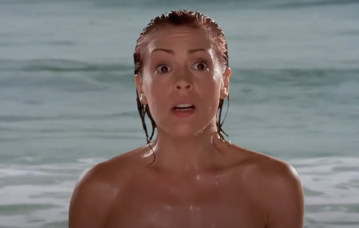 Alyssa Milano as a mermaid on 