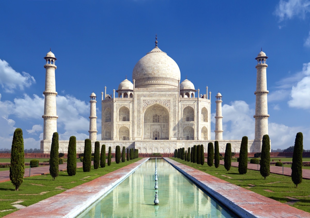 Taj mahal on a bright day in Agra, India