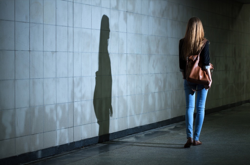 Woman walking alone