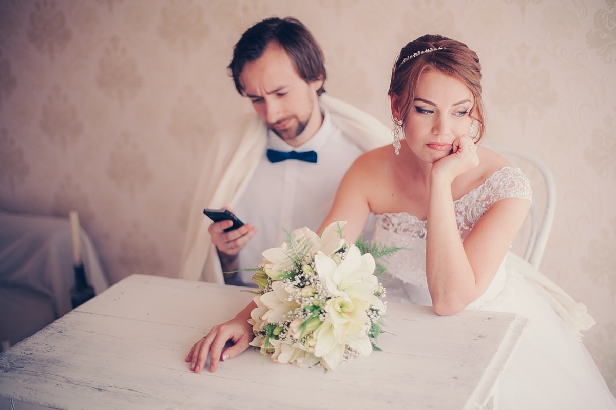 couple unhappy at their wedding