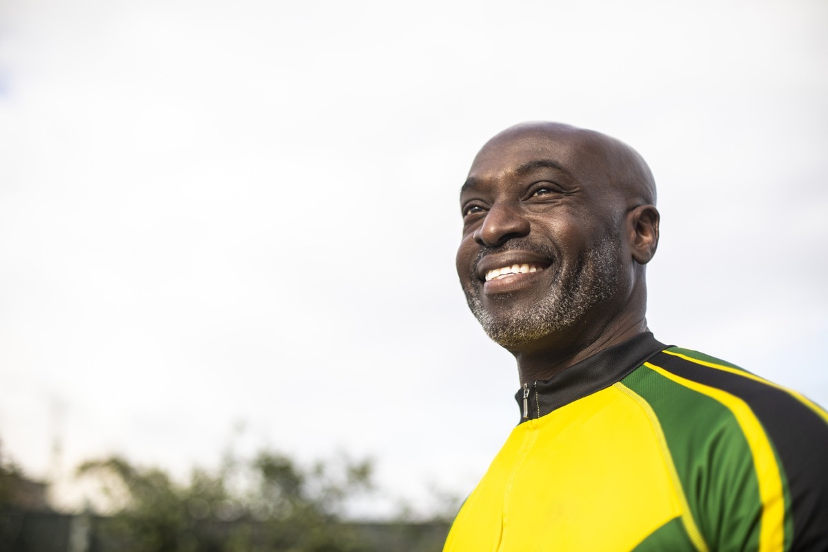 close up of older black cyclist