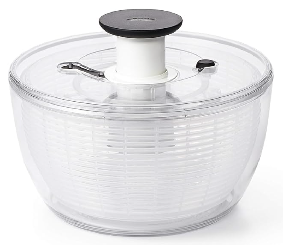 OXO salad spinner on white background