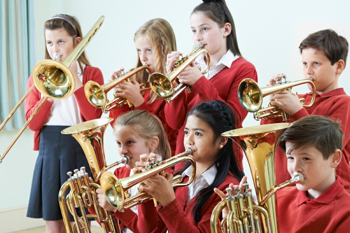 kids playing instruments at band practice