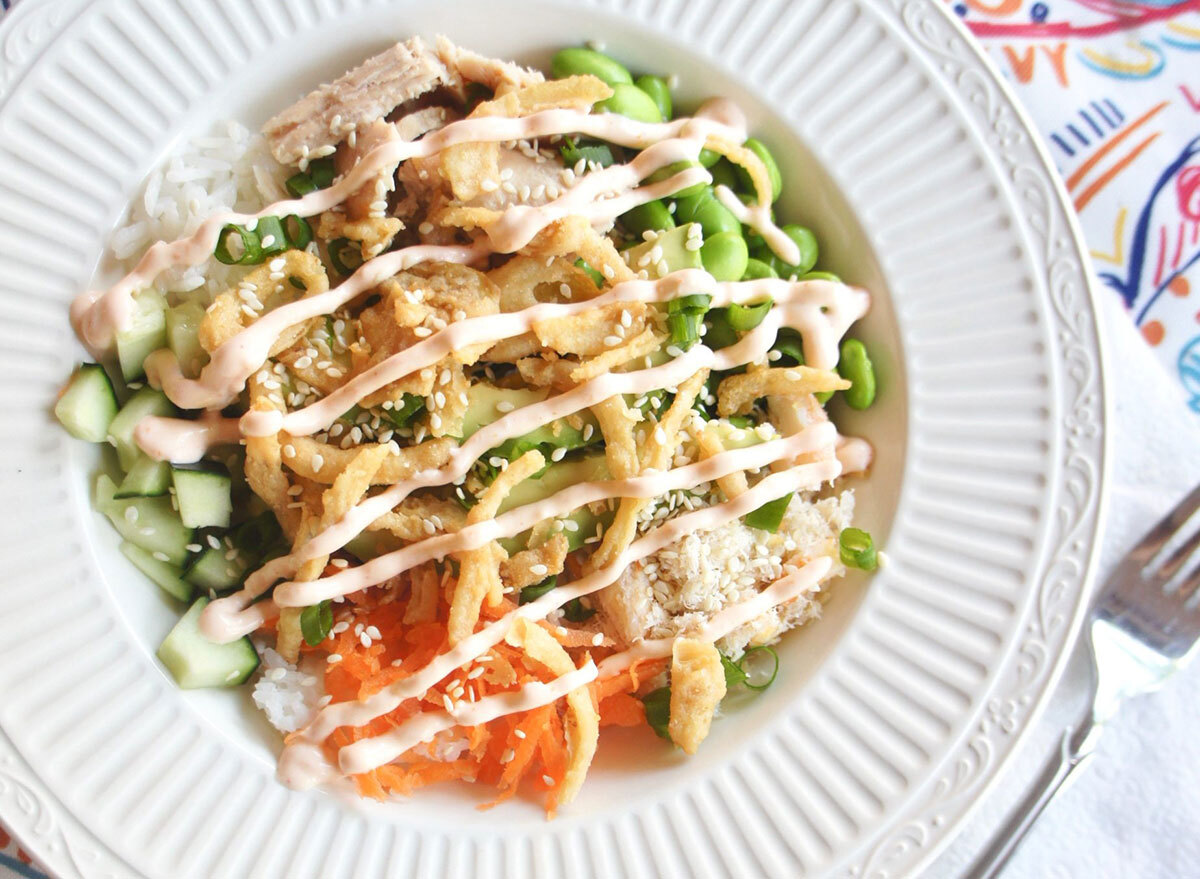 canned tuna poke bowl