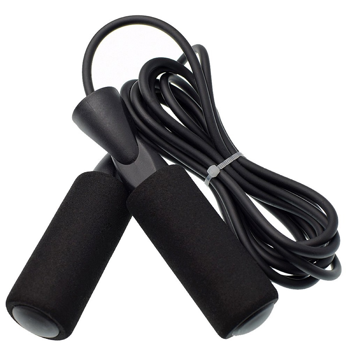 black jump rope on white background