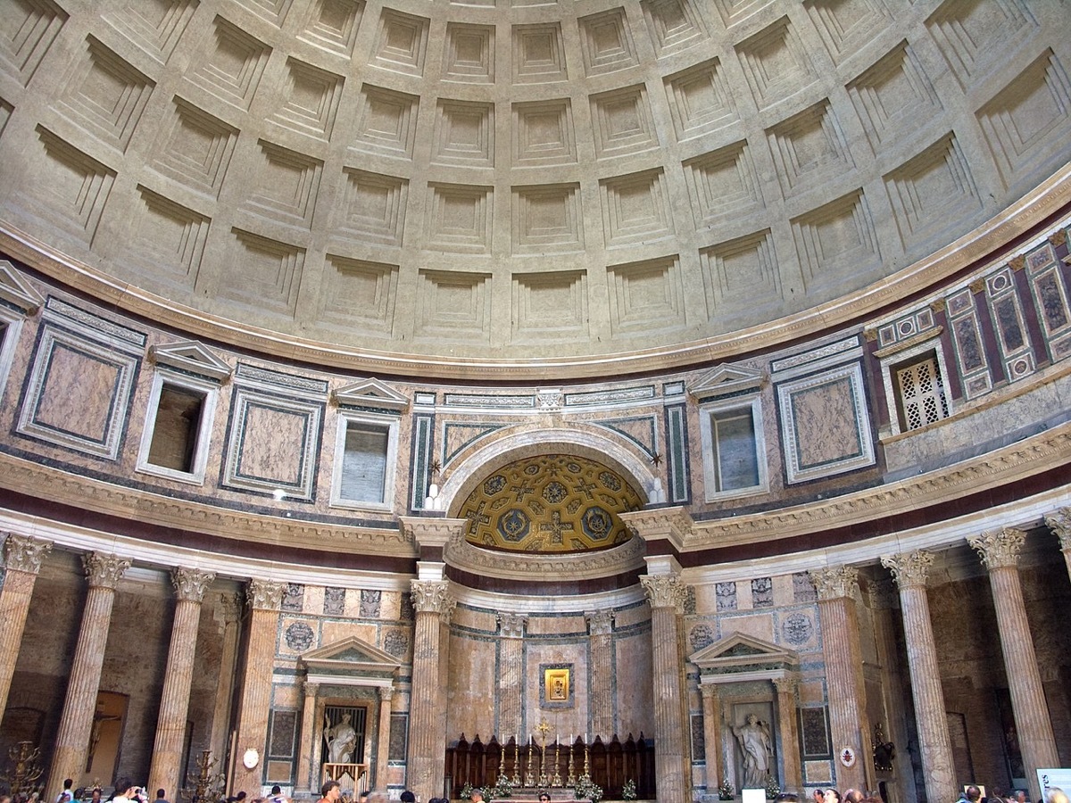 pantheon building in rome an example of roman concrete construction called opus caementicium, ancient rome facts