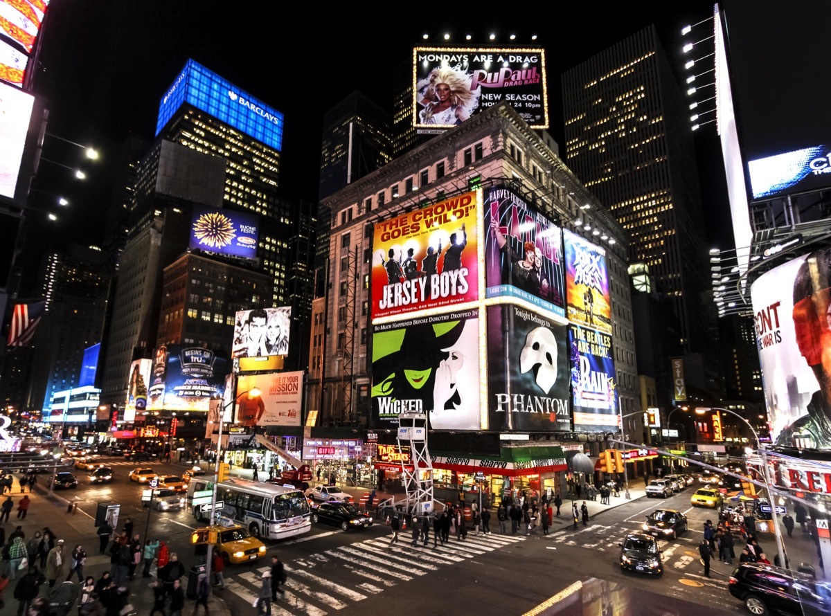 New York City, USA - March 03, 2011: Times Square at night with Broadway Theaters and animated LED signs, symbol of New York City and the United States.