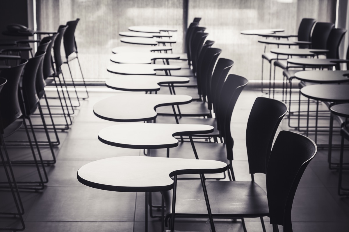 Lecture room with empty seats Business seminar education