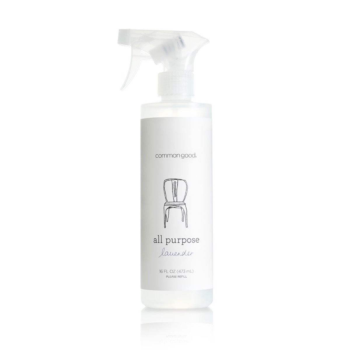 clear bottle of spray against white background, earth friendly cleaning products