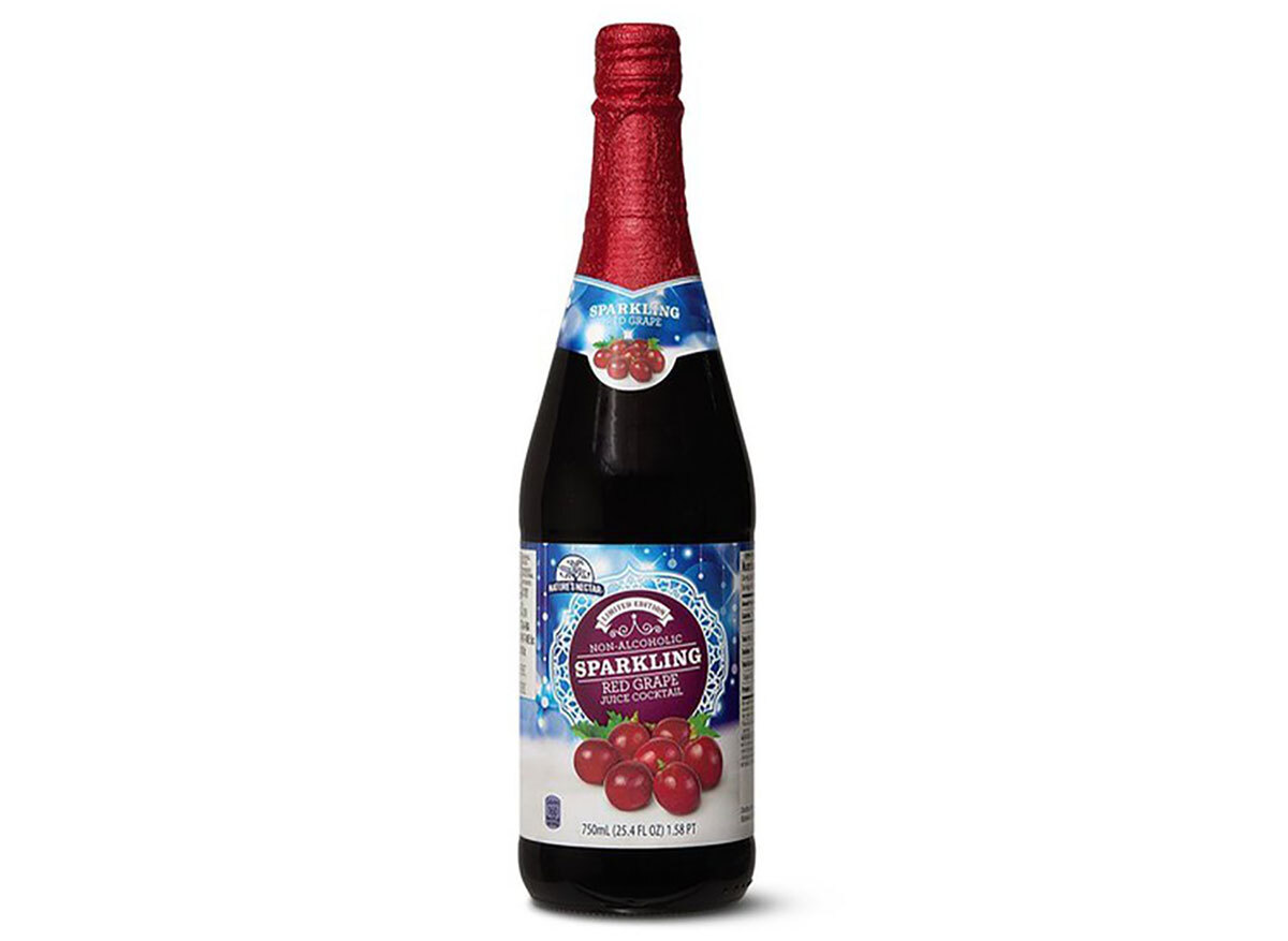 bottle of aldi sparkling grape juice