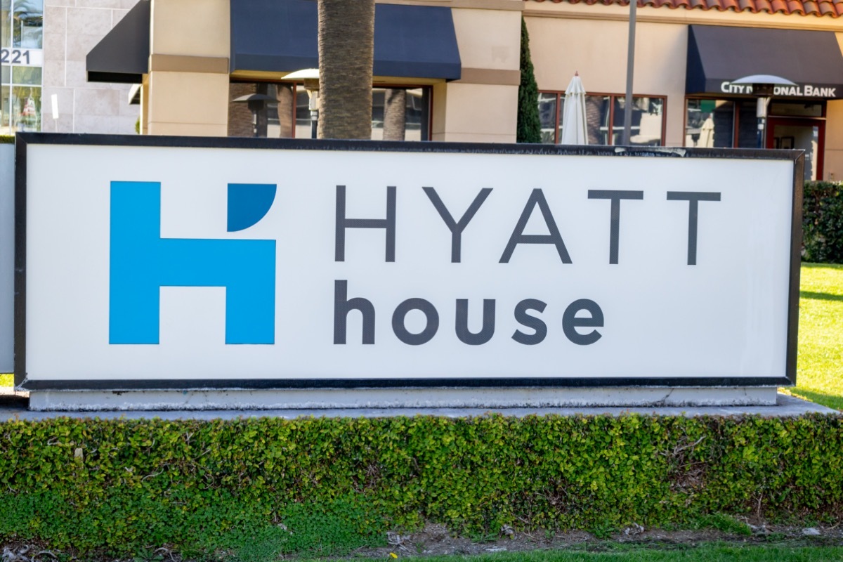 A sign for Hyatt House hotel in Manhattan Beach, California