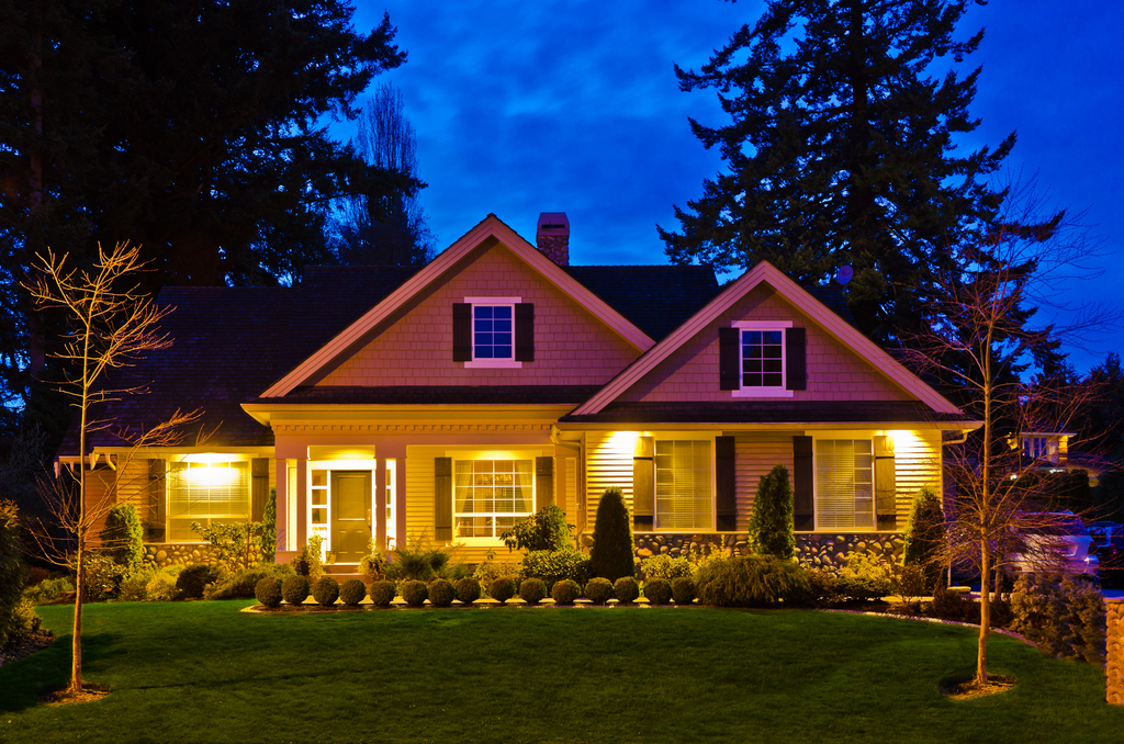 house with lights on