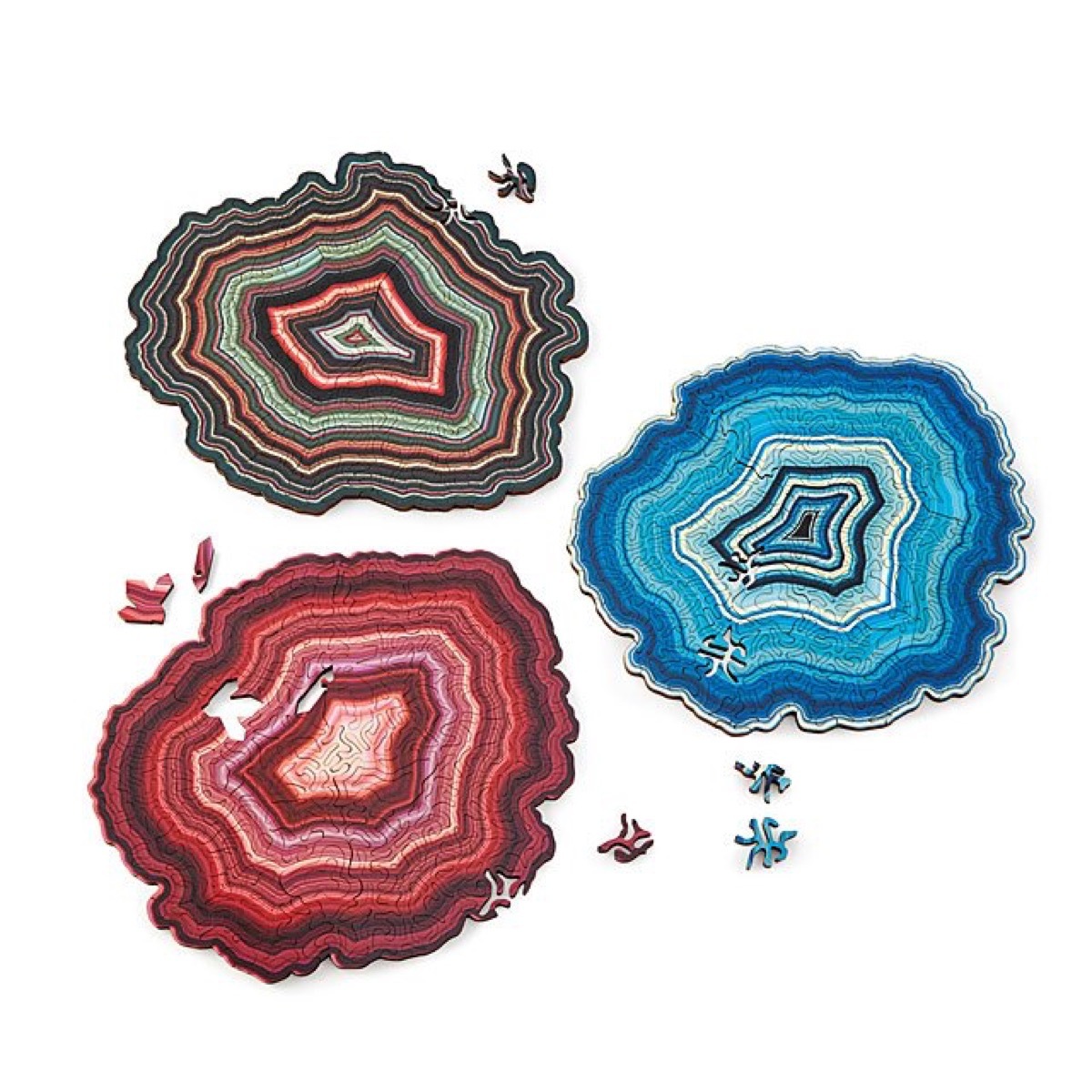 puzzle that looks like three geode slices