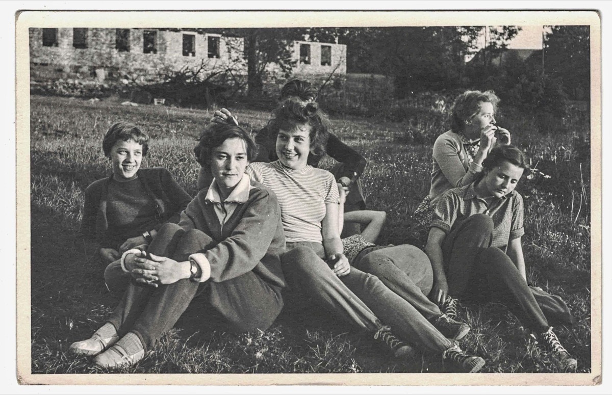 1960s teens relax in meadow, cool grandparents