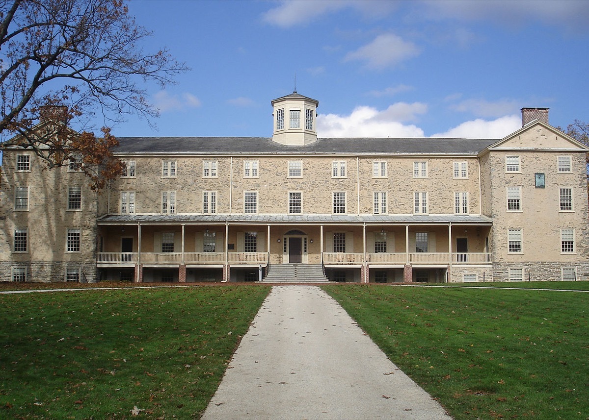 Founders Hall, the centerpiece of the Haverford College campus.