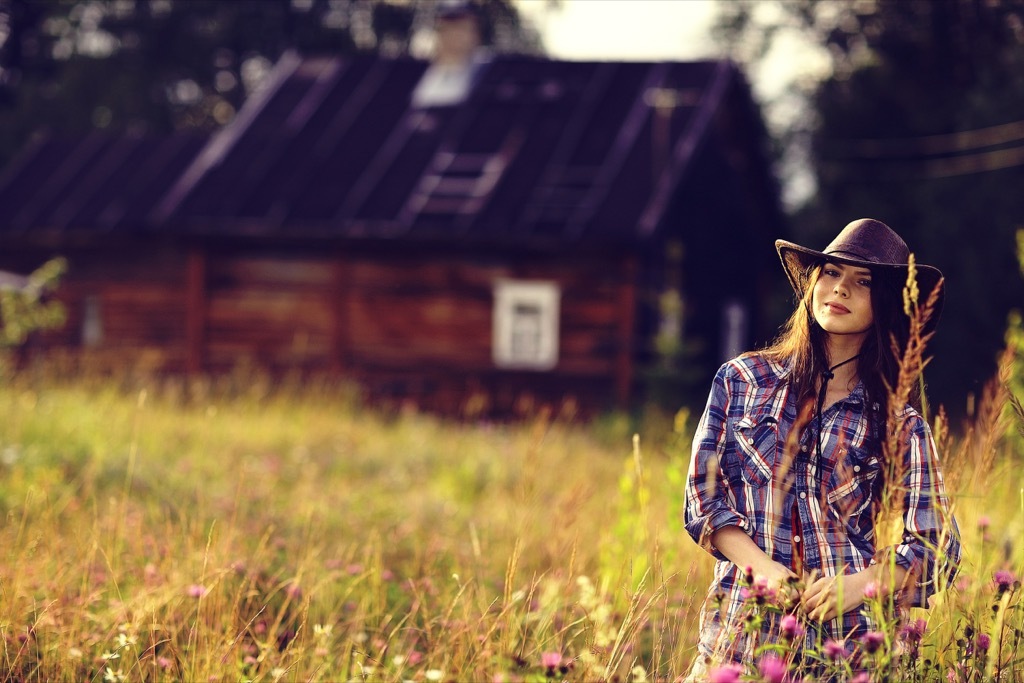 Woman from the South wearing a cowboy hat