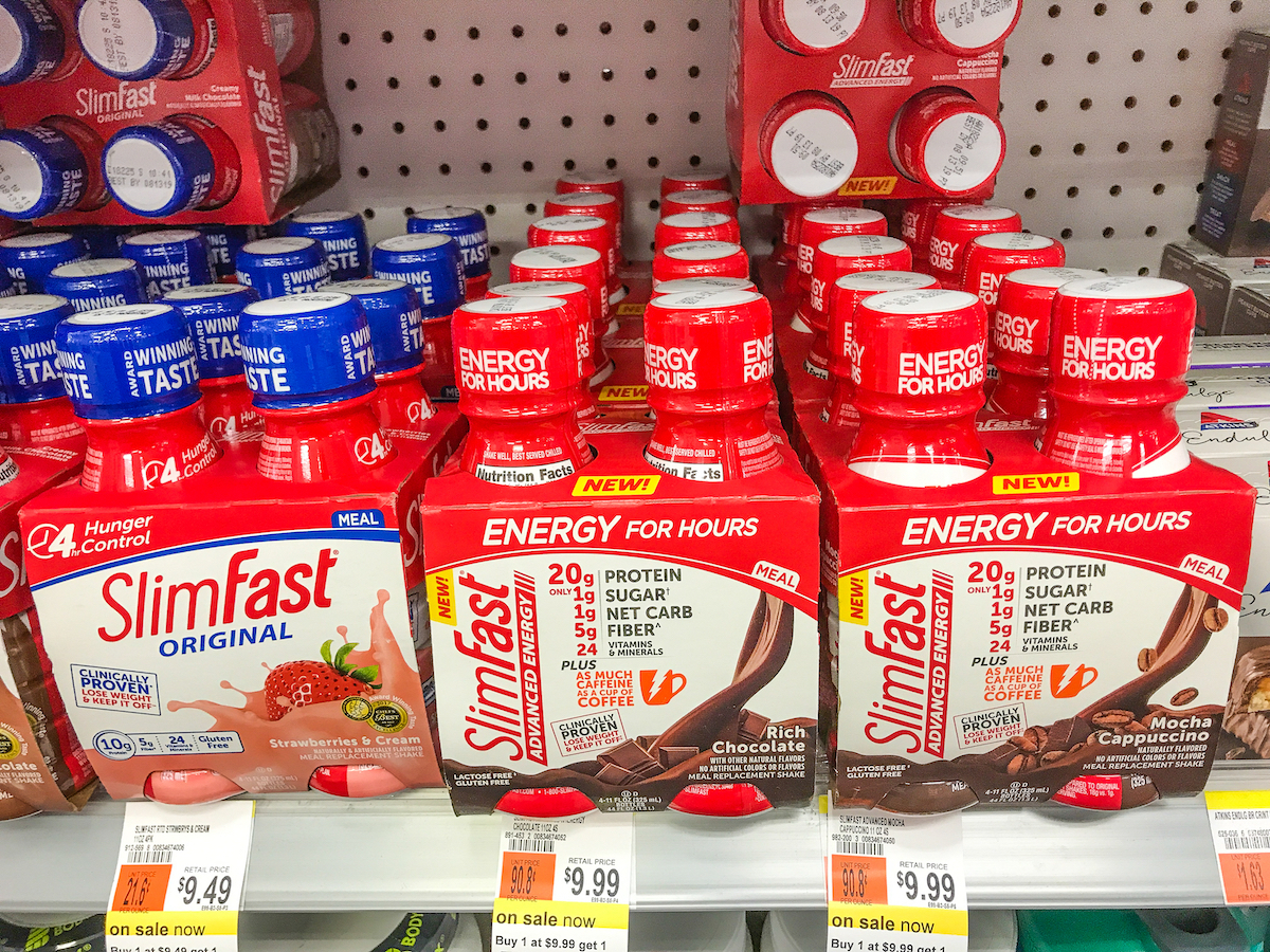 SlimFast drink products on shelf