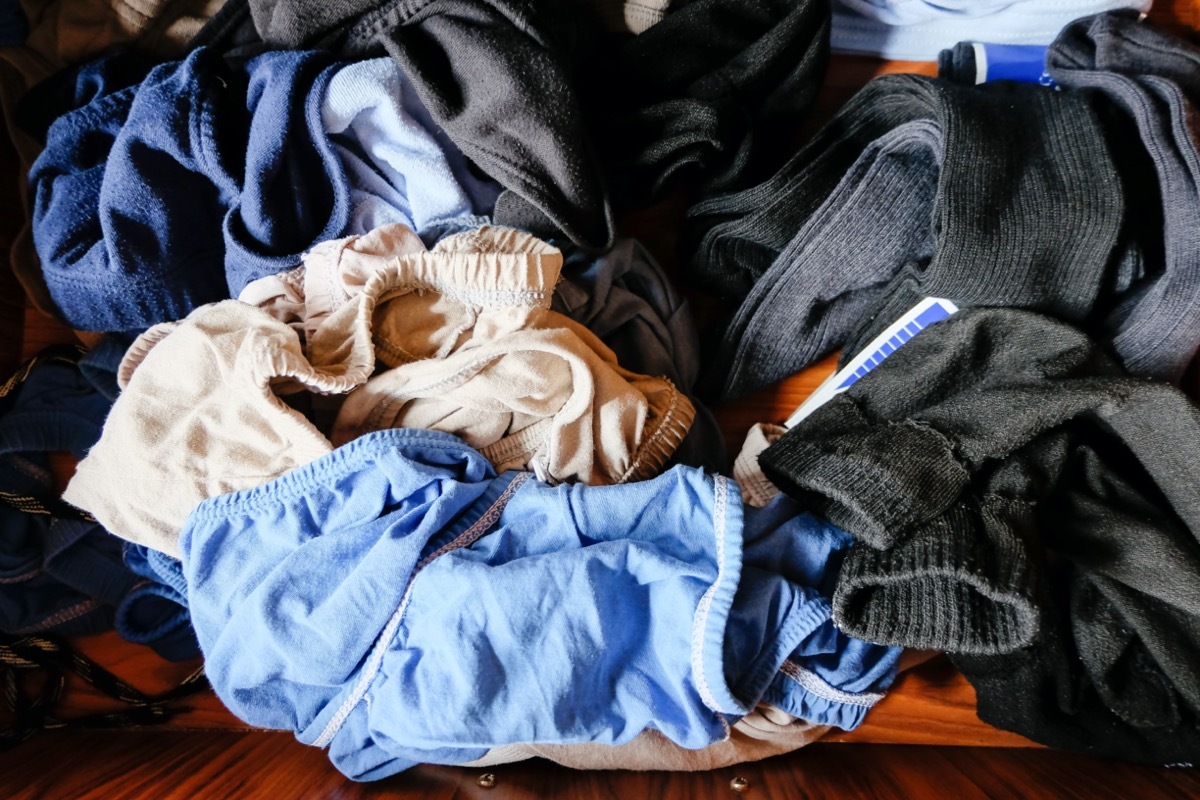 Laundry basket with underwear and socks