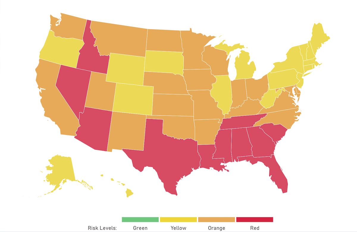 HGHI map shows states that need to shut down as of July 24